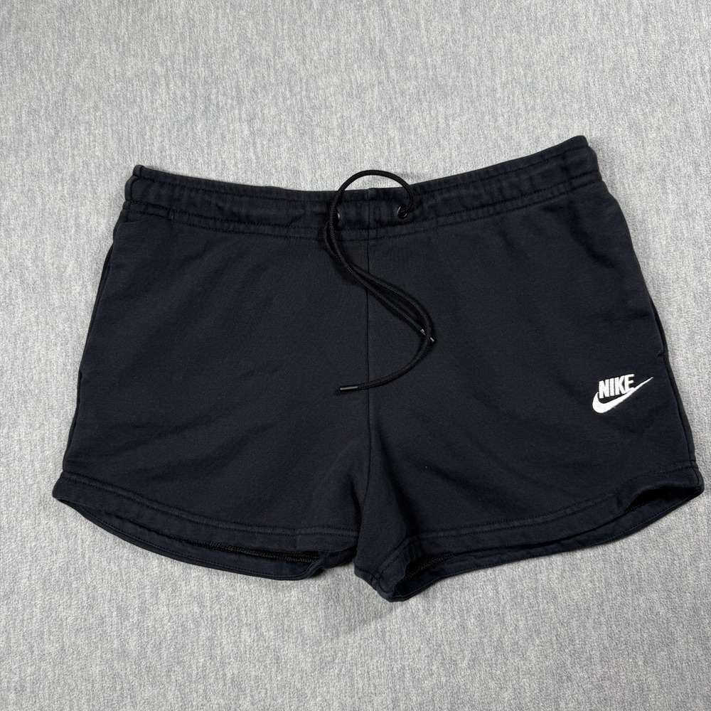 Nike Shorts Women Medium Black Fleece Sweat Shorts Gym Training Athletic Lounge
